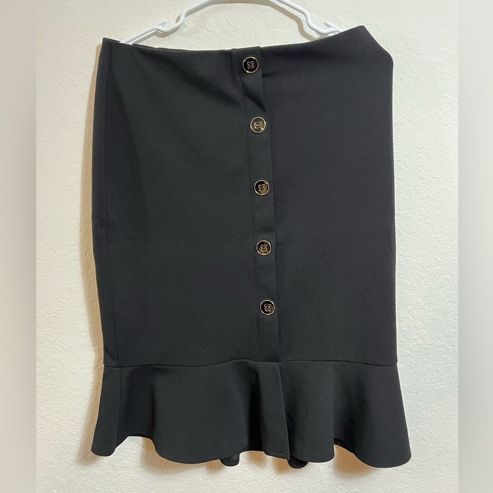 Elegant Black Button-Down Midi Skirt